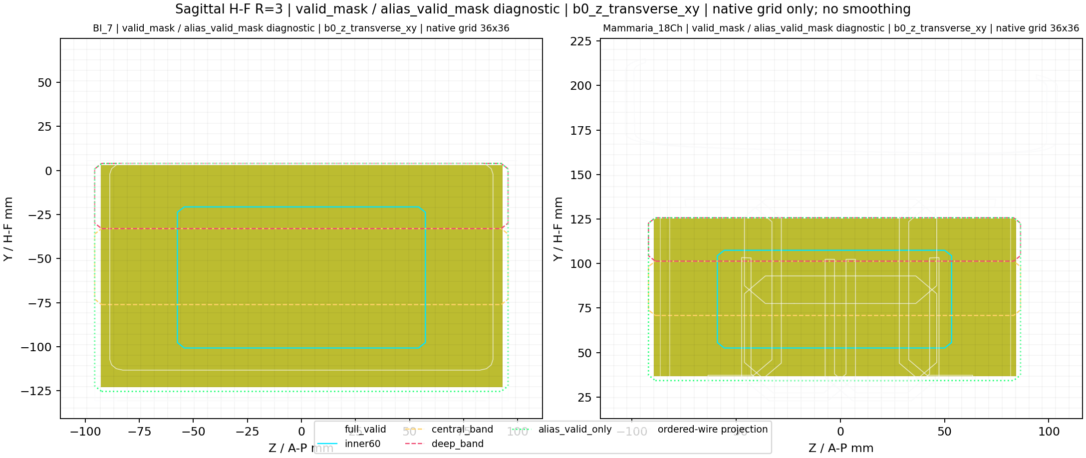 Sagittal H-F R=3 valid_mask / alias_valid_mask diagnostic